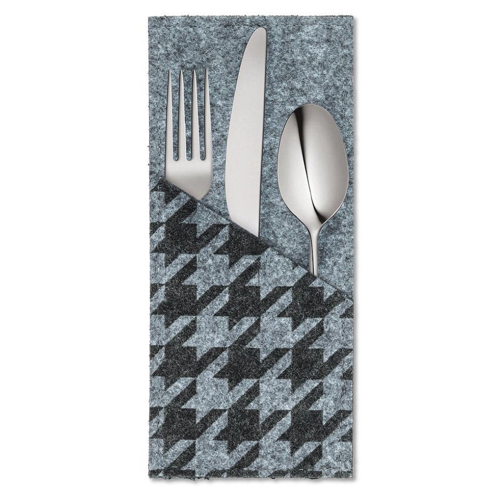 (Set of x6) Houndstooth Cutlery Pockets